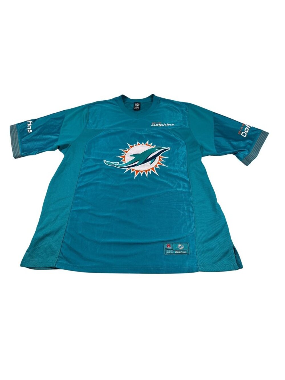 Miami Dolphins NFL Team Apparel Jersey Large Aqua Polyester (PP584)